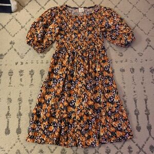 Floral Midi Dress with Puff Sleeves